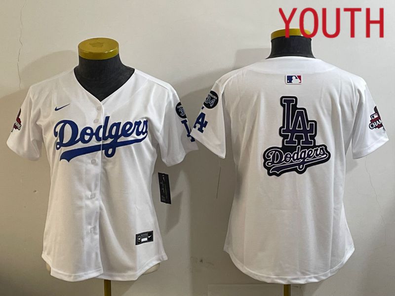 Youth Los Angeles Dodgers Blank White Game 2024 Nike MLB Jersey style 12096